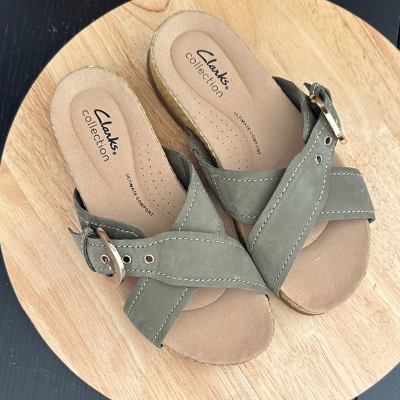 Clarks Collection Leather Slide Sandals- Reileigh May 6.5M - Picture 1 of 5